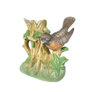 Vtg LeGo Fine Quality Bird Vase Robin Bird Figure Taiwan 4" Rare  READ